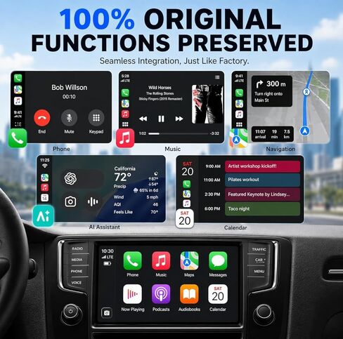 OTTOCAST Mini Nova, 2 in 1 Wireless Carplay & Android Auto Adapter, Plug & Play 2026 Upgraded with AI Assistance (ChatGPT, Gemini, Claude) in Saudi Arabia
