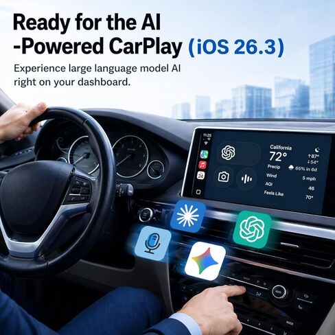 OTTOCAST Mini Nova, 2 in 1 Wireless Carplay & Android Auto Adapter, Plug & Play 2026 Upgraded with AI Assistance (ChatGPT, Gemini, Claude) in Saudi Arabia