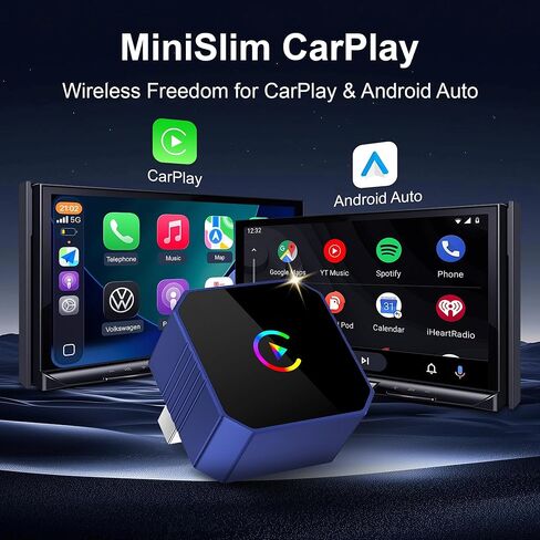 محول CarPlay لاسلكي صغير مطور لعام 2026 لأجهزة Apple CarPlay وAndroid Auto، التوصيل والتشغيل، اتصال سريع وتلقائي، بدون زمن الوصول، محول لاسلكي 2 في 1 لتشغيل السيارة لهاتف iPhone iOS 10+ وAndroid 11+ in Kuwait
