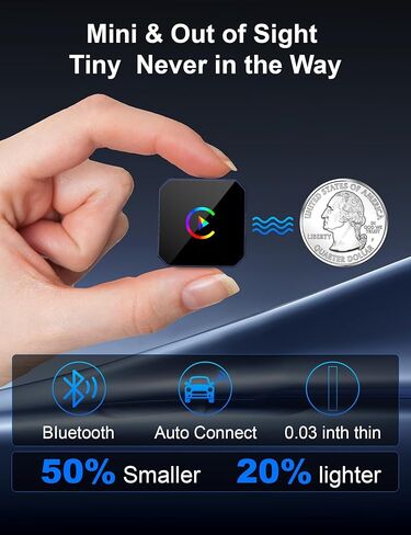 محول CarPlay لاسلكي صغير مطور لعام 2026 لأجهزة Apple CarPlay وAndroid Auto، التوصيل والتشغيل، اتصال سريع وتلقائي، بدون زمن الوصول، محول لاسلكي 2 في 1 لتشغيل السيارة لهاتف iPhone iOS 10+ وAndroid 11+ in Kuwait