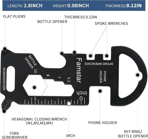 Keychain Multi tool 3Pack Metal Pocket Tool for men Portable No rust multi-function tools Wrench for Screw,ruler and bottle opener,19 in 1 Total Routine maintenance in Saudi Arabia