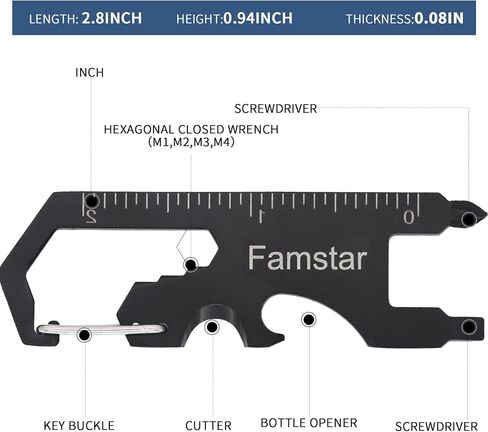 Keychain Multi tool 3Pack Metal Pocket Tool for men Portable No rust multi-function tools Wrench for Screw,ruler and bottle opener,19 in 1 Total Routine maintenance in Saudi Arabia