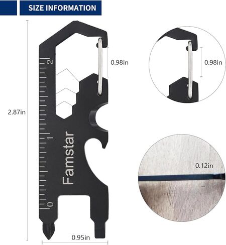 Keychain Multi tool 3Pack Metal Pocket Tool for men Portable No rust multi-function tools Wrench for Screw,ruler and bottle opener,19 in 1 Total Routine maintenance in Saudi Arabia