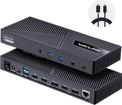 WAVLINK Displaylink Docking Station 3 Monitors with 130W Power Delivery, 10Gbps USB for MacBook (M1-M5, Neo) & Windows, USB-C(3 HDMI, 2 DisplayPort, 2 USB-C, 4 USB3.1, Ethernet, Audio) in Saudi Arabia