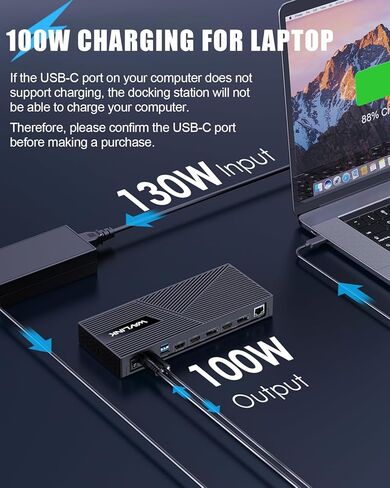 WAVLINK Displaylink Docking Station 3 Monitors with 130W Power Delivery, 10Gbps USB for MacBook (M1-M5, Neo) & Windows, USB-C(3 HDMI, 2 DisplayPort, 2 USB-C, 4 USB3.1, Ethernet, Audio) in Saudi Arabia