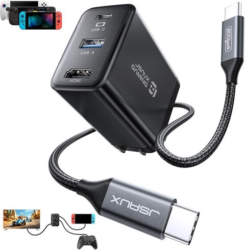 JSAUX 65W Switch Dock with 4K@60Hz HDMI, 65W PD Fast Charging, USB A Port, USB C TV Docking Station Compatible with Switch/Steam Deck/ROG Ally/Samsung/iPad/MacBook and More - OmniCentro Charger Dock in Saudi Arabia