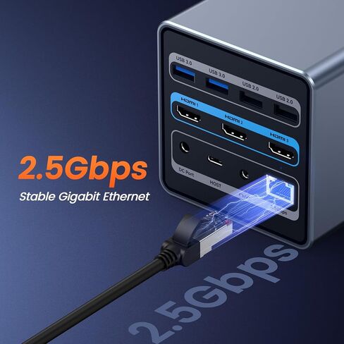 TobenONE 16-in-1 Laptop Docking Station 𝗧𝗿𝗶𝗽𝗹𝗲 𝟰𝗞 Monitor with 150W Power Supply, 3 HDMI, 2.5Gbps Ethernet, 7 USB, USB-C Docking Station for Thunderbolt 5/4/3 Windows/Dell/Lenovo/HP/Asus in Saudi Arabia