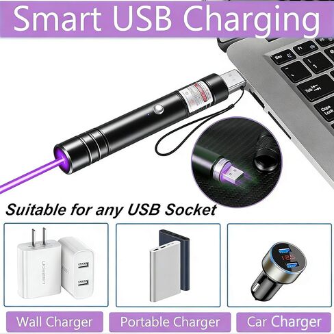 مؤشر ليزر، ضوء مؤشر ليزر أرجواني، مؤشر ليزر طويل المدى للمشي لمسافات طويلة، شحن USB in Kuwait
