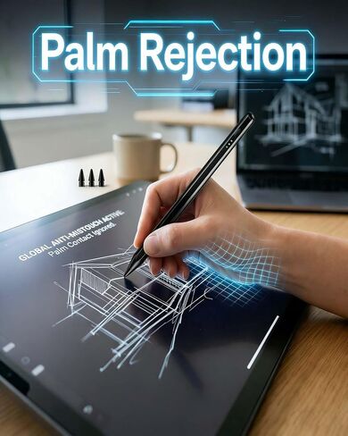 قلم شاشة لجهاز iPad 2018-2025: حساسية الميل، دقة البكسل، رفض راحة اليد، شحن سريع، قلم شاشة لجهاز iPad mini 6/5th، iPad11/10/9/8/7/6th، Pro 13" 12.9" 11" M4، Air 5/4/3/M3/M2، in Kuwait