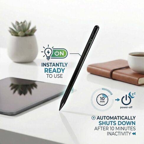 قلم شاشة لجهاز iPad 2018-2025: حساسية الميل، دقة البكسل، رفض راحة اليد، شحن سريع، قلم شاشة لجهاز iPad mini 6/5th، iPad11/10/9/8/7/6th، Pro 13" 12.9" 11" M4، Air 5/4/3/M3/M2، in Kuwait