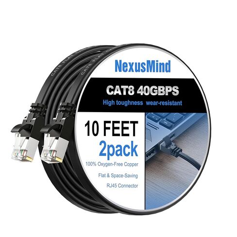 كابل إيثرنت Cat 8 بطول 10 أقدام، سرعة عالية 40 جيجابت في الثانية، عرض نطاق ترددي 2000 ميجاهرتز، فقدان إشارة منخفض، اتصال ثابت لجهاز التوجيه، وحدة تحكم الألعاب، المودم، الكمبيوتر الشخصي (10 أقدام، أسود) in Saudi Arabia
