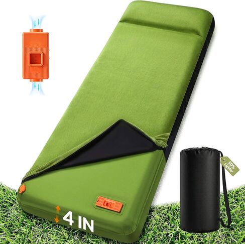 Self Inflating Sleeping Pad with Electric Pump, 4" Ultra-Thick Memory Foam Camping Pad, 4 Season Camping Mattress Pad with Removable Cover, Camping Essentials Gear for Tent Travel Car in Saudi Arabia