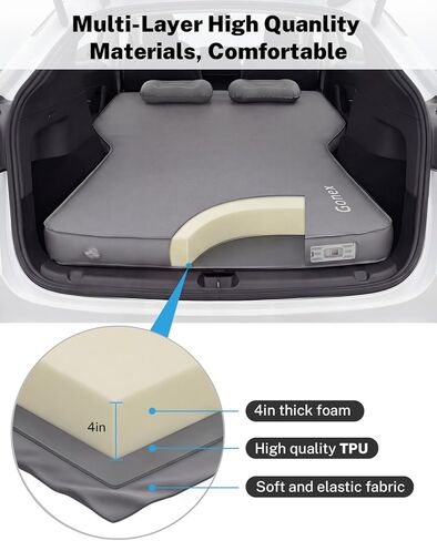 Gonex Foam Mattress for Tesla Model Y 2020-2026 Juniper, Inflatable 4" Air & Foam Bed with Cordless Pump, 78"x54" Full Size, Foldable & Fits in Frunk, Perfect for Roadtrips, Camping & Naps in Saudi Arabia