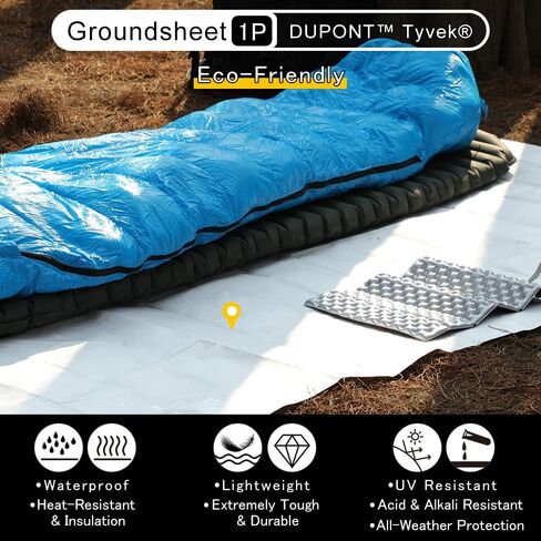 Soomloom Dupont™ Tyvek® GroundSheet 1P مقاوم للماء ومتين ومقاوم للطقس وخفيف الوزن ومقاوم للثقب والتمزق ومتعدد الاستخدامات وقابل للتخصيص وبساط تخييم في الهواء الطلق وملاءات أرضية in Kuwait