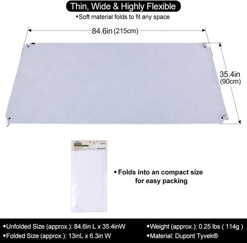 Soomloom Dupont™ Tyvek® GroundSheet 1P مقاوم للماء ومتين ومقاوم للطقس وخفيف الوزن ومقاوم للثقب والتمزق ومتعدد الاستخدامات وقابل للتخصيص وبساط تخييم في الهواء الطلق وملاءات أرضية in Kuwait
