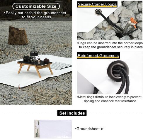 Soomloom Dupont™ Tyvek® GroundSheet 1P مقاوم للماء ومتين ومقاوم للطقس وخفيف الوزن ومقاوم للثقب والتمزق ومتعدد الاستخدامات وقابل للتخصيص وبساط تخييم في الهواء الطلق وملاءات أرضية in Kuwait