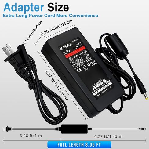 سلك طاقة Sirmpuna وكابل AV لجهاز PS2، شاحن محول طاقة تيار متردد لوحدة تحكم الألعاب PlayStation 2 Slim A/C 70000، مجموعة بديلة للشحن الآمن مع حماية من الحرارة الزائدة in Kuwait