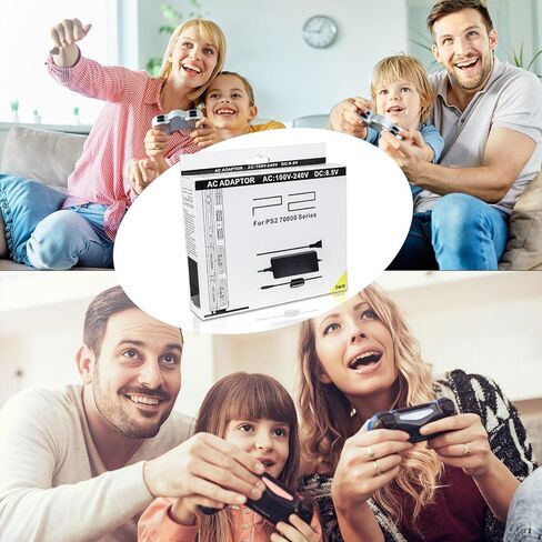 سلك طاقة Sirmpuna وكابل AV لجهاز PS2، شاحن محول طاقة تيار متردد لوحدة تحكم الألعاب PlayStation 2 Slim A/C 70000، مجموعة بديلة للشحن الآمن مع حماية من الحرارة الزائدة in Kuwait