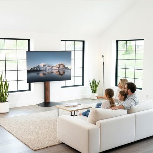 VIVO FreeLift TV Floor Stand for 55" to 86" Screens with Heavy Duty Super-Sized Base, Holds 88 lbs, Black and Dark Walnut, STAND-TV86S in Saudi Arabia
