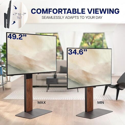 VIVO FreeLift TV Floor Stand for 55" to 86" Screens with Heavy Duty Super-Sized Base, Holds 88 lbs, Black and Dark Walnut, STAND-TV86S in Saudi Arabia