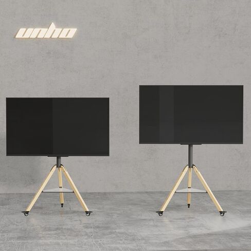 unho Corner tv Stand for 40 45 50 55 60 65 70 72 75 Inch LCD LED Flat Tripod Wood Floor TV Mount Stand with Wheels Max VESA600x400mm up to 88lbs in Saudi Arabia