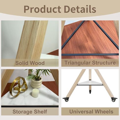 unho Corner tv Stand for 40 45 50 55 60 65 70 72 75 Inch LCD LED Flat Tripod Wood Floor TV Mount Stand with Wheels Max VESA600x400mm up to 88lbs in Saudi Arabia