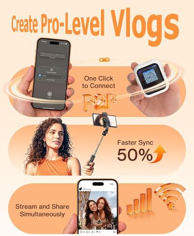 شاشة مراقبة سيلفي Vlog، شاشة سيلفي مغناطيسية لاسلكية لهاتف iPhone، 3 مستويات سطوع، تكبير وتصغير، شاشة هاتف الكاميرا الخلفية لإنشاء محتوى TikTok YouTube in Saudi Arabia
