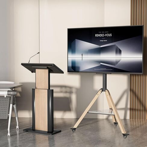 unho Corner tv Stand for 40 45 50 55 60 65 70 72 75 Inch LCD LED Flat Tripod Wood Floor TV Mount Stand with Wheels Max VESA600x400mm up to 88lbs in Saudi Arabia