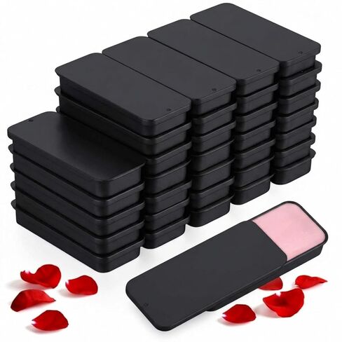 Norme 40 Pcs Small Slide Top Tin Lip Balm with Lids Rectangular Metal Containers for Lip Balm Candies Jewelry Crafts Pills Storage Kit(3.15 x 1.38 x 0.43 Inch,Silver) in Saudi Arabia