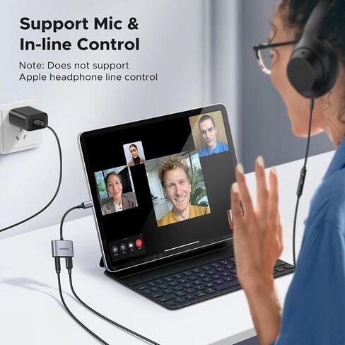 UGREEN USB C to 3.5mm Audio and Charger Adapter 2 in 1 Type C to Aux Headphone Jack with PD 60W Charging Dongle for Earbuds Compatible with iPhone 17 16 Pro Max, Galaxy S26 S25 Ultra iPad Pro Switch 2 in Saudi Arabia