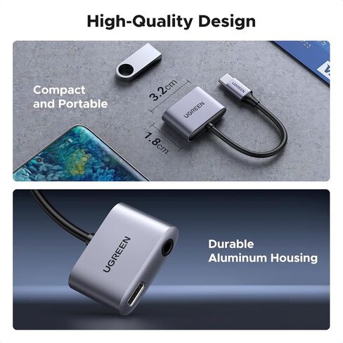 UGREEN USB C to 3.5mm Audio and Charger Adapter 2 in 1 Type C to Aux Headphone Jack with PD 60W Charging Dongle for Earbuds Compatible with iPhone 17 16 Pro Max, Galaxy S26 S25 Ultra iPad Pro Switch 2 in Saudi Arabia