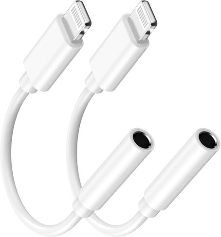 [معتمد من Apple MFi] محول مقبس سماعة الرأس Apple Lightning إلى 3.5 مم، 2 حزمة iPhone إلى 3.5 مم سماعة رأس/سماعة Aux محول صوت كابل دونجل لهاتف iPhone 14 13 12 11 Pro Max XS XR X 8 7 in Kuwait