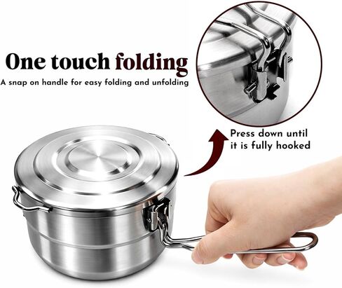 ZOOFOX 18/10 Stainless Steel Camping Pot, 1.5 Quart Food Grade Small Pot with Lid, Locking Handle and Storage Bag, Portable Lightweight Saucepan for Outdoor Cooking, Backpacking, Hiking and Picnic in Saudi Arabia