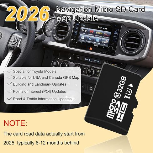 2026 Latest Navigation SD Card GPS Map Update 86271-0E077 for Toyota Highlander, Tacoma, Sienna, RAV4, Tundra, 4Runner, Prius, Venza, Mirai, Corolla, Camry, Avalon, Toyota Map Card for USA/Canada in Saudi Arabia