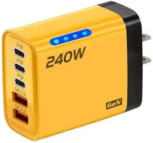 في 1 GaN USB C شاحن سطح المكتب 240 واط شحن سريع محول الهاتف 10A نوع C كابل آيفون سامسونج شاومي الاتحاد الأوروبي/الولايات المتحدة/المملكة المتحدة التوصيل شاحن in Kuwait