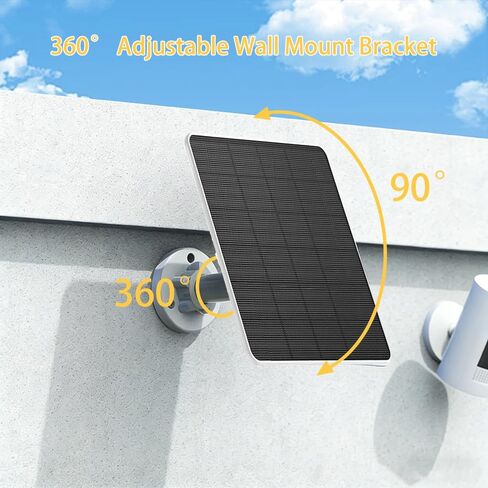 Solar Panels for Ring Camera Outdoor 5W Solar Panel Charger with USB-C&Plug for Spotlight Cam Plus&Stick Up Cam Pro.Waterproof IP65 360°Adjustable 9.8ft Cable (White) in Saudi Arabia