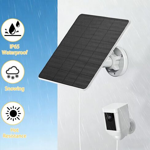 Solar Panels for Ring Camera Outdoor 5W Solar Panel Charger with USB-C&Plug for Spotlight Cam Plus&Stick Up Cam Pro.Waterproof IP65 360°Adjustable 9.8ft Cable (White) in Saudi Arabia