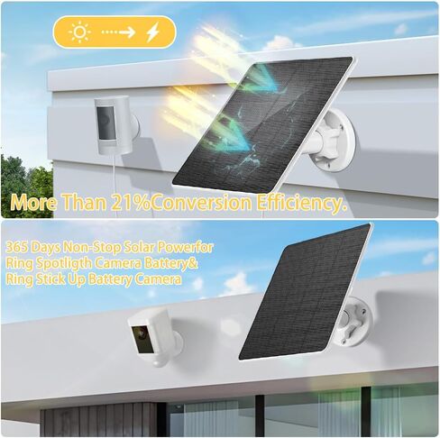 Solar Panels for Ring Camera Outdoor 5W Solar Panel Charger with USB-C&Plug for Spotlight Cam Plus&Stick Up Cam Pro.Waterproof IP65 360°Adjustable 9.8ft Cable (White) in Saudi Arabia