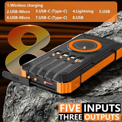 Solar Charger Power Bank– Clearance! 20000mah 15W Wireless Charger with PD22.5W Fast Charging Port, Portable Solar Panel Charger, Phone Charger Built-in 4 Cables– Only $19.99 in Saudi Arabia