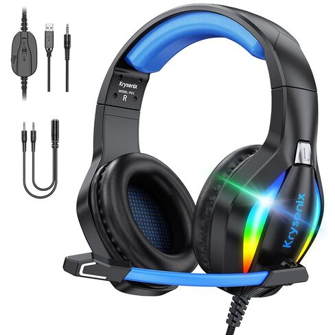 Krysenix PG1 Gaming Headset for PS4, PS5, PC, Switch, Xbox, Gaming Headphones with AI Stereo Microphone Sound, Computer Headset with 3.5mm Jack & RGB Light in Saudi Arabia