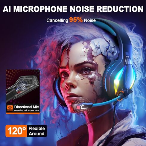 Krysenix PG1 Gaming Headset for PS4, PS5, PC, Switch, Xbox, Gaming Headphones with AI Stereo Microphone Sound, Computer Headset with 3.5mm Jack & RGB Light in Saudi Arabia