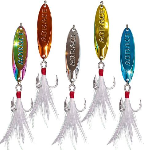 Fishing Spoon Lure Jigging Spoon Durable Treble Hooks for Saltwater & Freshwater Fishing, Casting Spoon for Bass, Trout, Salmon, Pike, Walleye, Crappie in Saudi Arabia
