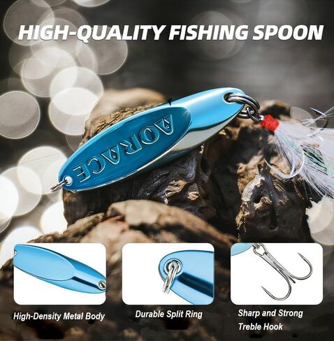 Fishing Spoon Lure Jigging Spoon Durable Treble Hooks for Saltwater & Freshwater Fishing, Casting Spoon for Bass, Trout, Salmon, Pike, Walleye, Crappie in Saudi Arabia