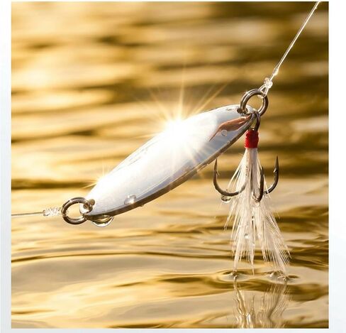 Fishing Spoons Lures for Bass Trout Salmon, 1/5oz Sliver Metal Spoon Lures for Saltwater Freshwater, 10Pcs Casting Spinner Bait Set with Durable Hooks for Lakes Rivers & Surf Fishing in Saudi Arabia