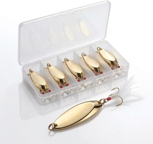Fishing Spoons Lures for Bass Trout Salmon, 1/5oz Sliver Metal Spoon Lures for Saltwater Freshwater, 10Pcs Casting Spinner Bait Set with Durable Hooks for Lakes Rivers & Surf Fishing in Saudi Arabia