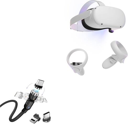 كابل BoxWave متوافق مع Meta Quest 2 - كابل MagnetoSnap AllCharge، كابل شحن مغناطيسي USB Type-C Micro USB - أسود in Kuwait