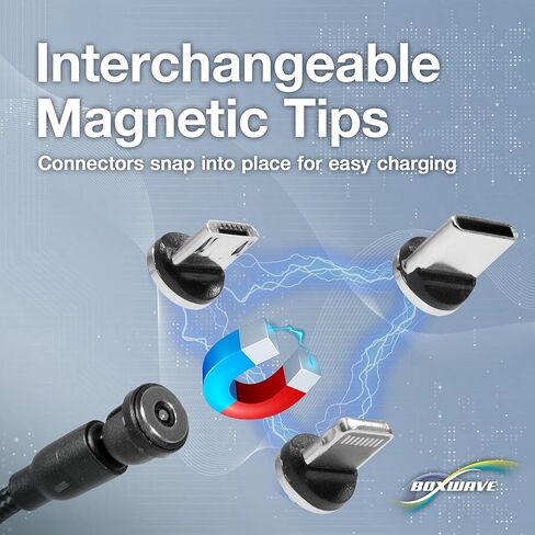 كابل BoxWave متوافق مع Meta Quest 2 - كابل MagnetoSnap AllCharge، كابل شحن مغناطيسي USB Type-C Micro USB - أسود in Kuwait