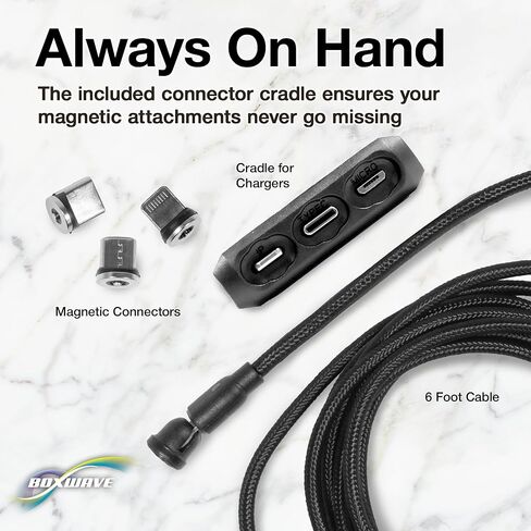 كابل BoxWave متوافق مع Meta Quest 2 - كابل MagnetoSnap AllCharge، كابل شحن مغناطيسي USB Type-C Micro USB - أسود in Kuwait