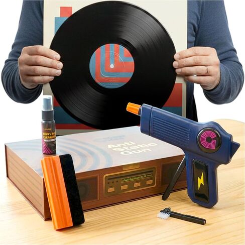 Anti Static Gun For Vinyl Records | Vinyl Record Cleaner Kit Includes Zero Static Remover Gun With Stylus Cleaner, Record Cleaning Brush, and Album Cleaning Solution - With Vintage Turntable Packaging in Saudi Arabia
