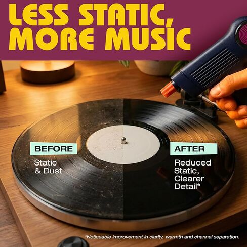 Anti Static Gun For Vinyl Records | Vinyl Record Cleaner Kit Includes Zero Static Remover Gun With Stylus Cleaner, Record Cleaning Brush, and Album Cleaning Solution - With Vintage Turntable Packaging in Saudi Arabia